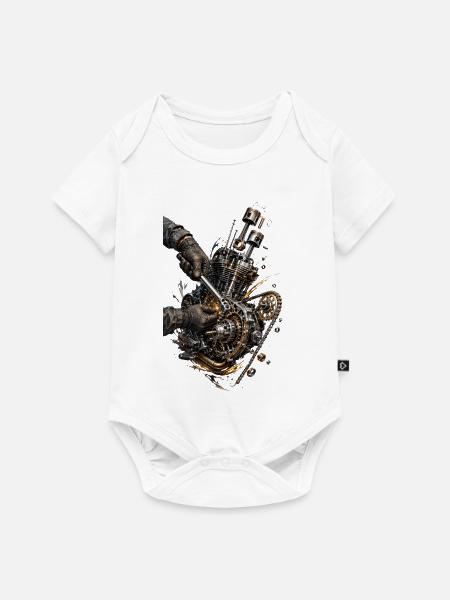 Steampunk-Cutaway-Mechanikmotor - Baby Premium Kurzarmbody - Weiß
