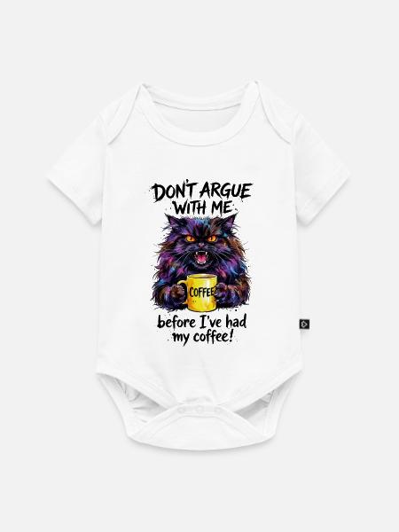 Katze Kaffee Aquarell Morgenmuffel - Baby Premium Kurzarmbody - Weiß