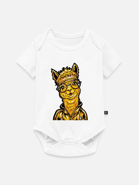 Alpaka Mädchen Tierliebe - Baby Premium Kurzarmbody - Weiß