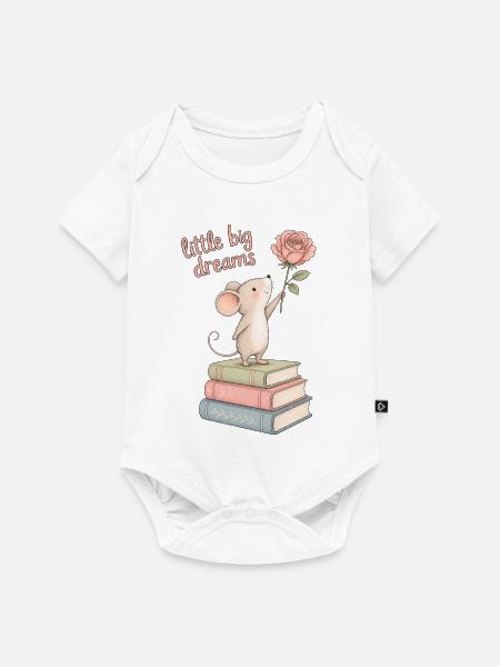 Süße Maus mit Büchern - Baby Premium Kurzarmbody - Weiß
