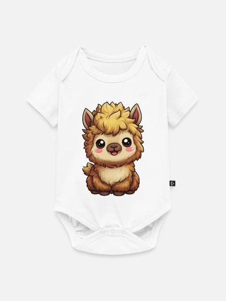 Kuschelige Alpaka-Karikatur - Baby Premium Kurzarmbody - Weiß