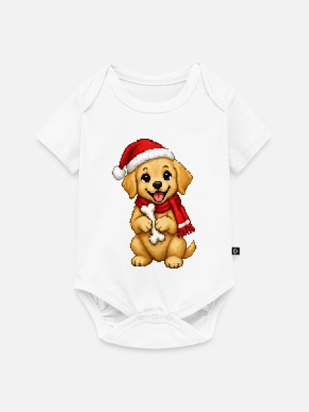 Golden Retriever Welpe Weihnachtsmütze Weihnachten - Baby Premium Kurzarmbody - Weiß