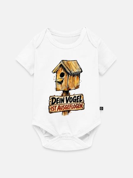Dein Vogel ist ausgeflogen - Holzvogelhaus - Baby Premium Kurzarmbody - Weiß