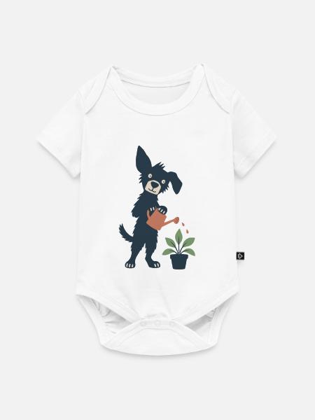 Gießpflanzen für den Hund - Baby Premium Kurzarmbody - Weiß