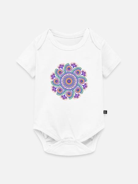 Rainbow Dot Mandala - Baby Premium Kurzarmbody - Weiß