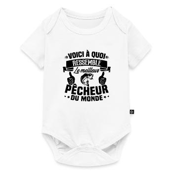 Le meilleur pêcheur du monde Cadeau pêcheur - Body à manches courtes Premium Bébé - blanc - Devant