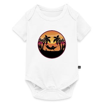 Palm trees with hammock on the beach - sunset - Baby Premium short-sleeve bodysuit - white - Front
