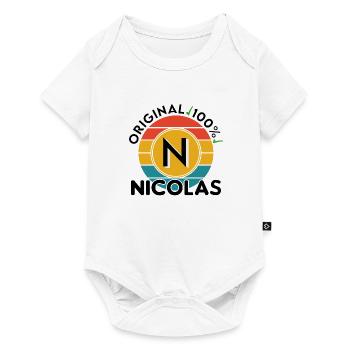 Nicolas - Baby Premium Kurzarmbody - Weiß - Vorne