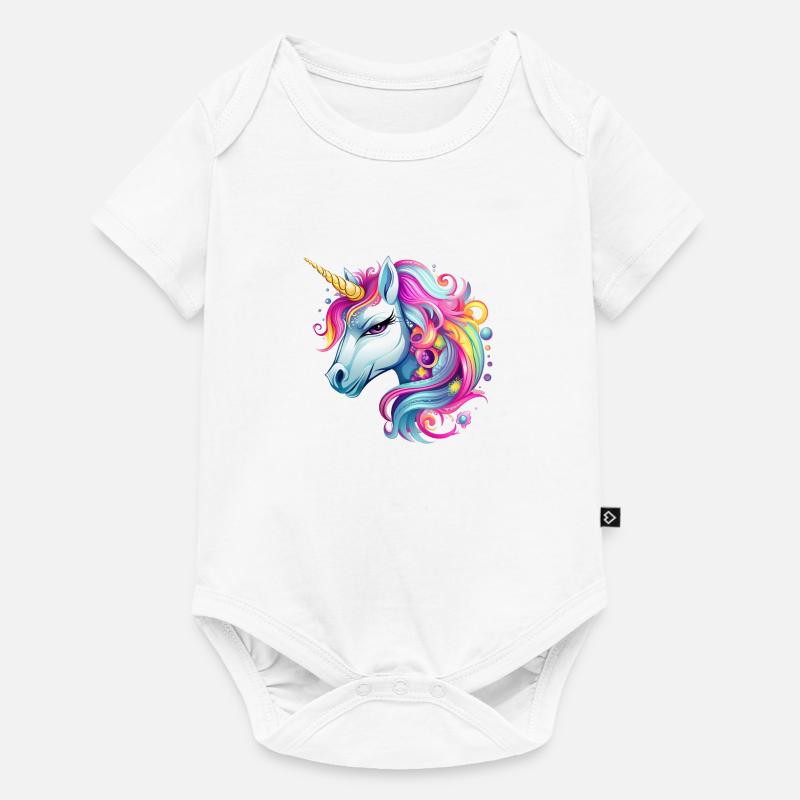 Regenbogen-Einhorn - Baby Premium Kurzarmbody - Weiß