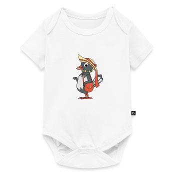 Frau Elster mit Tasche und Hut - Baby Premium Kurzarmbody - Weiß - Vorne