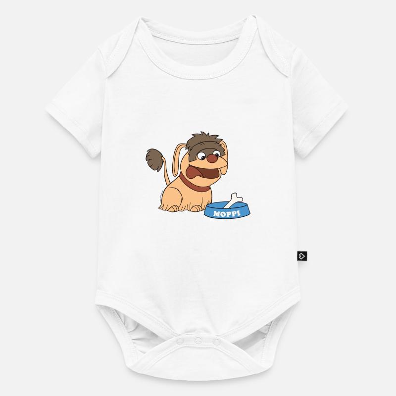 Moppi mit Hundenapf - Baby Premium Kurzarmbody - Weiß