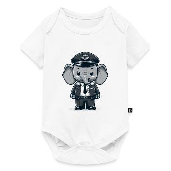 Pilote d’éléphant mignon - Body à manches courtes Premium Bébé - blanc - Devant