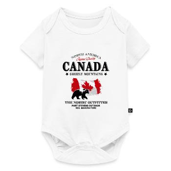 Canada Adventures - Drapeau canadien et grizzli - Body à manches courtes Premium Bébé - blanc - Devant
