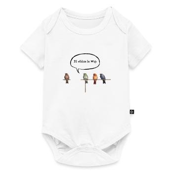 Birds Funny Flying Wifi - French - Baby Premium short-sleeve bodysuit - white - Front