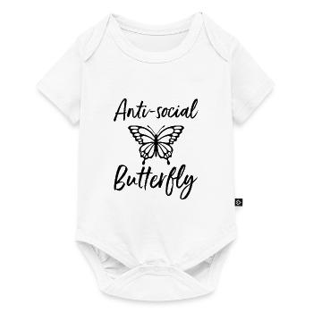 Drôle anti-papillon social Sarcasme Idée de cadeau - Body à manches courtes Premium Bébé - blanc - Devant