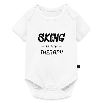 skiing is my therapy - Baby Premium Kurzarmbody - Weiß - Vorne