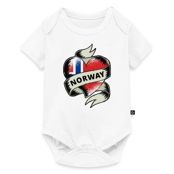 Norvège drapeau coeur vintage scandinavie norvégien - Body à manches courtes Premium Bébé - blanc - Devant