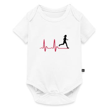 Running Woman, runner & heartbeat - Body à manches courtes Premium Bébé - blanc - Devant