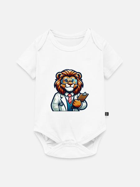 Cute Lion Scientist - Baby Premium Kurzarmbody - Weiß