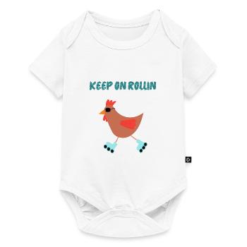 Casual chicken on rollerblades with sunglasses - Baby Premium short-sleeve bodysuit - white - Front
