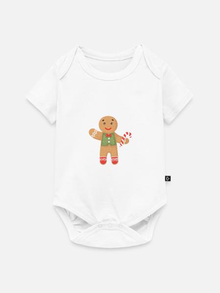 Lebkuchenmann mit Zuckerstange - Baby Premium Kurzarmbody - Weiß