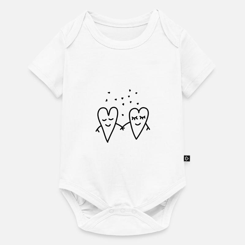 Valentin Amour Coeurs Couple Relation petite amie - Body à manches courtes Premium Bébé - blanc