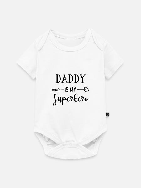 Daddy Is My Superhero - Baby Premium Kurzarmbody - Weiß