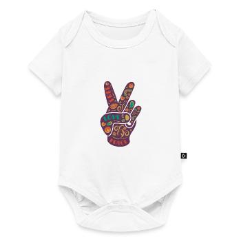Frieden Peace Free Love - Baby Premium Kurzarmbody - Weiß - Vorne