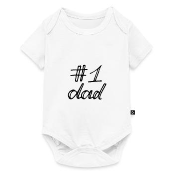 #1 Dad bester Papa der Welt Vatertag - Baby Premium Kurzarmbody - Weiß - Vorne