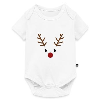 Christmas reindeer face with red nose - Baby Premium short-sleeve bodysuit - white - Front