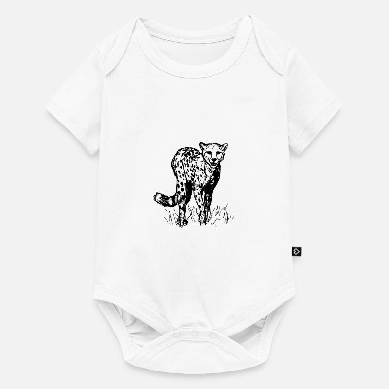 Dessin d'art au trait guépard - Body à manches courtes Premium Bébé - blanc