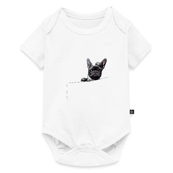 Eine kleine französische Bulldogge mit Hut - Baby Premium Kurzarmbody - Weiß - Vorne