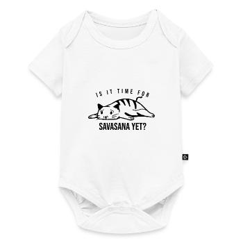 Lazy Cat Is it time for Savasana yet - Baby Premium short-sleeve bodysuit - white - Front