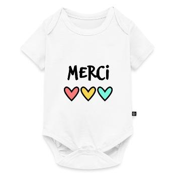 MERCI. THANKS. THANK YOU. ANNIVERSAIRE. NAISSANCE. - Body à manches courtes Premium Bébé - blanc - Devant