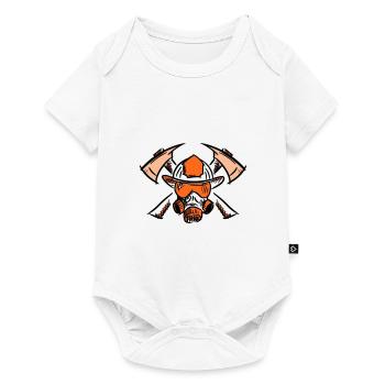 Logo du pompier. Haches de casque de pompier. - Body à manches courtes Premium Bébé - blanc - Devant
