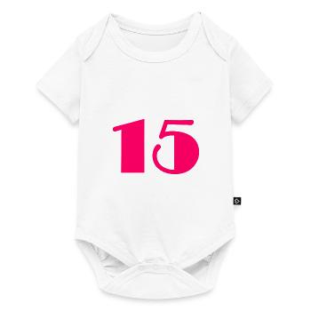 15. 15 YEARS. 15th ANNIVERSARY. BIRTHDAY 15 YEARS. - Baby Premium short-sleeve bodysuit - white - Front