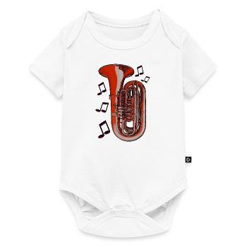 Tuba notes orange - Body à manches courtes Premium Bébé - blanc - Devant