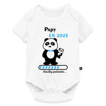 Papy en 2023, futur grand-père, bientôt papy - Body à manches courtes Premium Bébé - blanc - Devant