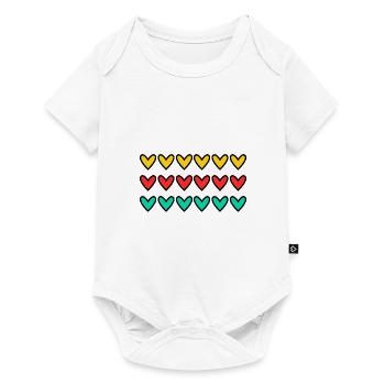 HERZ. HERZ. VALENTINSTAG. LIEBE. LIEBE. HERZ - Baby Premium Kurzarmbody - Weiß - Vorne
