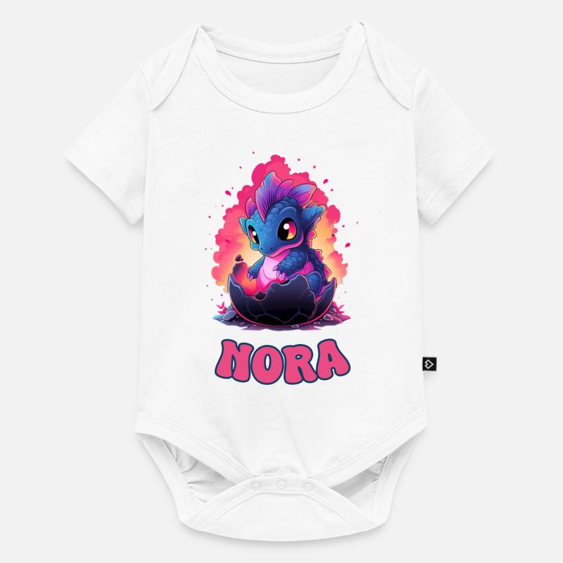 Nora - Nom - Dragon - Body à manches courtes Premium Bébé - blanc