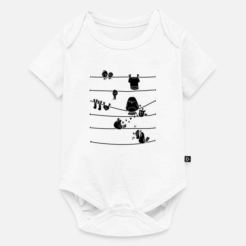 Oiseaux à rayures Birdie Illustration Gift - Body à manches courtes Premium Bébé - blanc