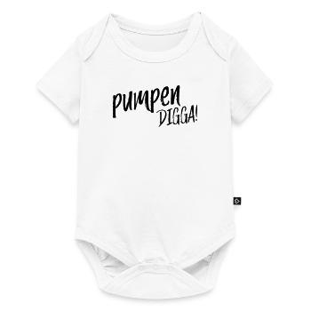 pumpen DIGGA – Kraftsport Fitnessstudio Fitte - Baby Premium Kurzarmbody - Weiß - Vorne