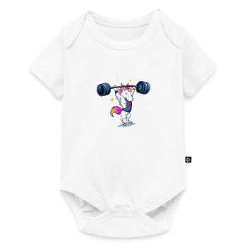 Unicorn weightlifting Einhorn Gewichtheben Gym Fit - Baby Premium Kurzarmbody - Weiß - Vorne