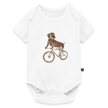 Chien vélo teckel cycliste BMX - Body à manches courtes Premium Bébé - blanc - Devant