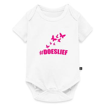 doeslief all in pink with heaps of butterflies - Baby Premium short-sleeve bodysuit - white - Front