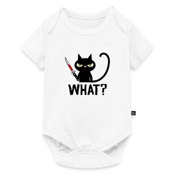 What? | black ninja cat with knife - Baby Premium short-sleeve bodysuit - white - Front