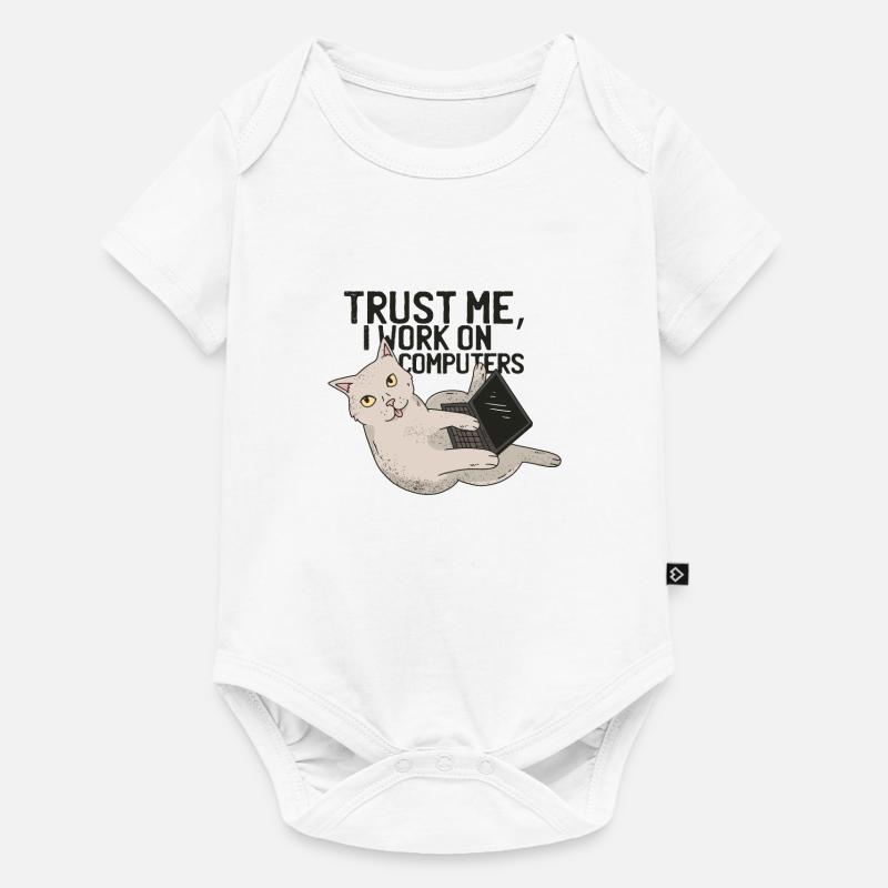 Computer cat with laptop trust me pc cat - Baby Premium short-sleeve bodysuit - white