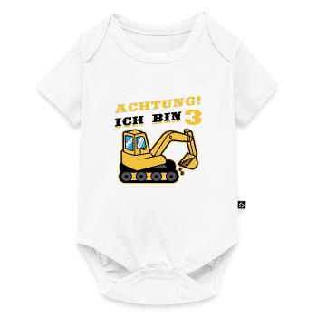 Attention I am 3 crawler excavator excavators - Baby Premium short-sleeve bodysuit - white - Front