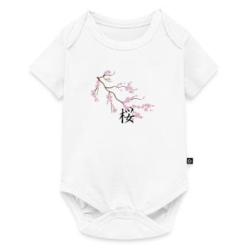 fleurs d'arbre sakura avec kanji - Body à manches courtes Premium Bébé - blanc - Devant
