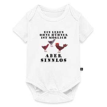 hühnermotiv mit spruch l - Baby Premium Kurzarmbody - Weiß - Vorne
